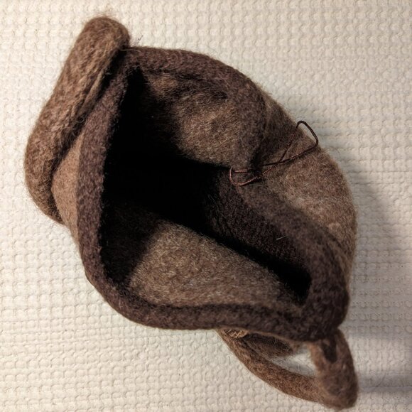 Handmade Felted Wool Shoulder/Clutch Bag Warm Brown | Unique Artisan Piece - Picture 10 of 11